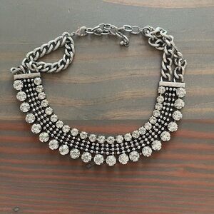 Elegant Silver and Black Statement Necklace